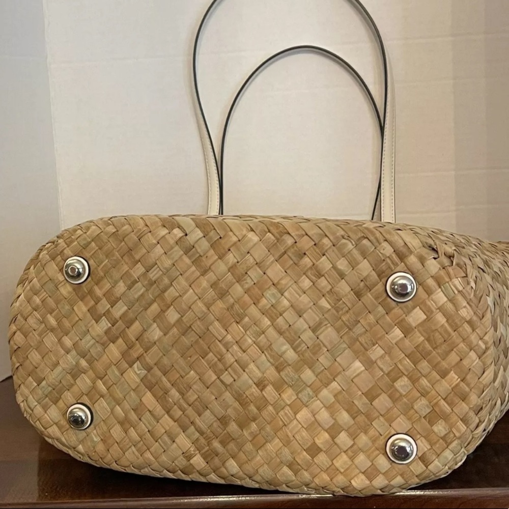 Kate Spade Honey Bee Straw Shoulder Tote Bag, NEW 2022, $459 yellow brown white - Picture 8 of 9